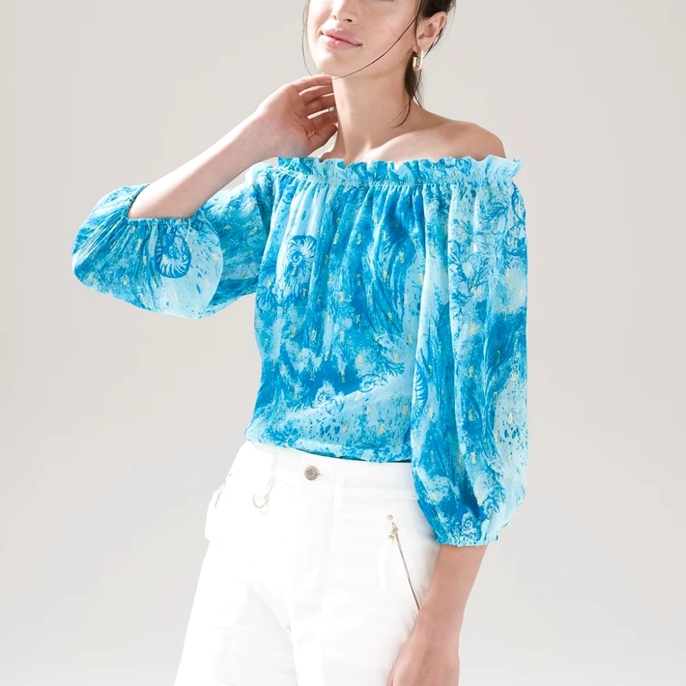 Off-the-Shoulder Blue Top
